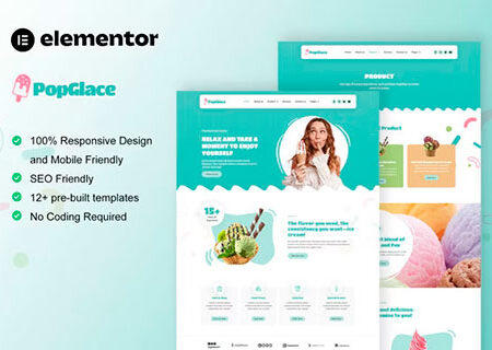 PopGlace – Ice Cream Shop Elementor Template Kit