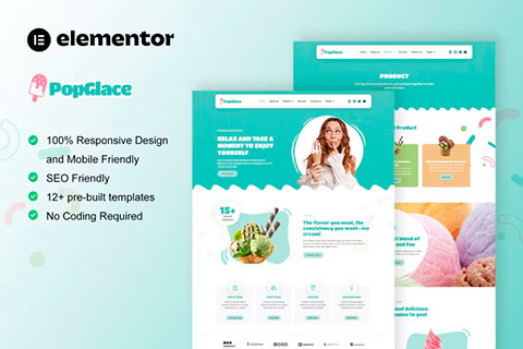 PopGlace – Ice Cream Shop Elementor Template Kit